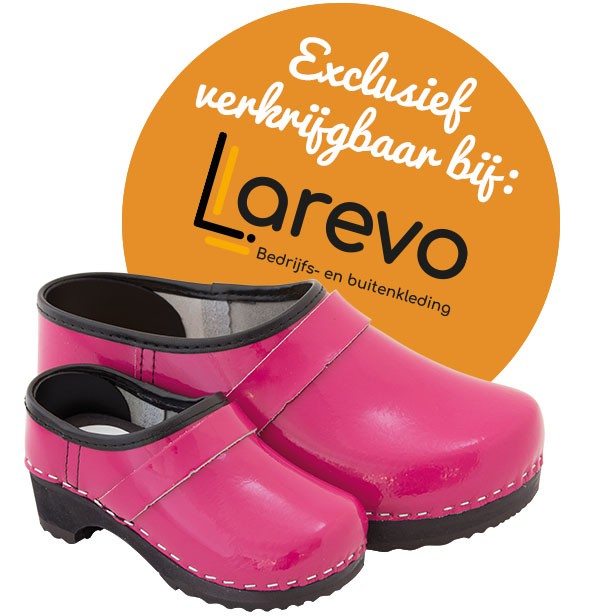 Kleren Trottoir Pelmel Fuchsia lederen klomp met hiel voor kinderen en volwassenen | Llarevo