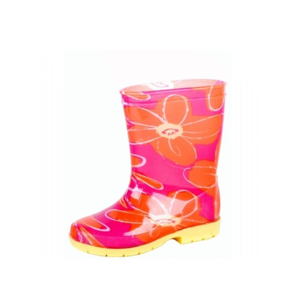 Kinderregenlaars Roze/ Oranje Bloem